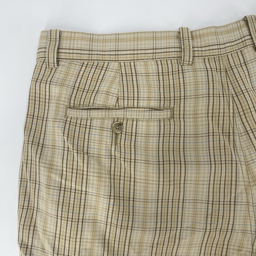 TOMMY BAHAMA Silk & Linen Blend Chino Golf Shorts Beige Plaid Check Men's 38 - Picture 5 of 8